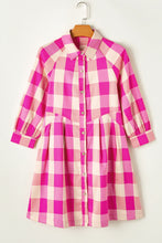 Load image into Gallery viewer, Plaid Button Up Long Sleeve Shirt Dress