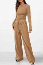 Load image into Gallery viewer, Round Neck Long Sleeve Top and Pants Set