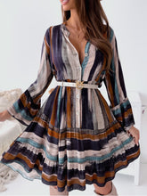 Load image into Gallery viewer, Buttoned Striped Long Sleeve Mini Dress