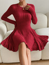 Load image into Gallery viewer, Ribbed Round Neck Long Sleeve Dress