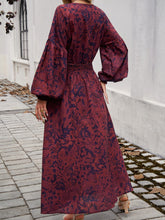 Load image into Gallery viewer, Devine Split Printed Surplice Long Sleeve Midi Dress