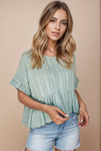 Load image into Gallery viewer, Peplum Round Neck Half Sleeve Blouse