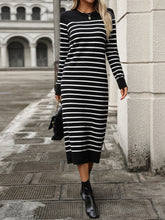 Load image into Gallery viewer, Striped Round Neck Long Sleeve Dress