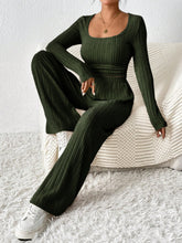 Load image into Gallery viewer, Honey Scoop Neck Long Sleeve Top and Pants Set