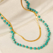 Load image into Gallery viewer, Turquoise Titanium Steel Double-Layered Necklace