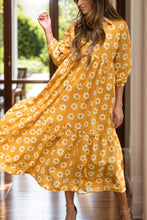 Load image into Gallery viewer, Floral Collared Neck Three-Quarter Sleeve Dress