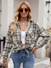 Load image into Gallery viewer, Mandy Pocketed Plaid Collared Neck Long Sleeve Shirt