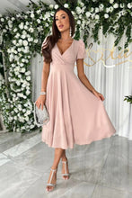 Load image into Gallery viewer, Surplice Puff Sleeve Midi Dress