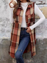 Load image into Gallery viewer, Plaid Button Up Vest Coat