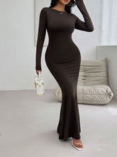 Load image into Gallery viewer, Devine Backless Round Neck Long Sleeve Maxi Dress