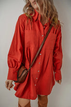 Load image into Gallery viewer, Pocketed Button Down Long Sleeve Shirt Dress