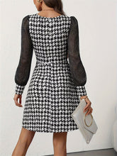 Load image into Gallery viewer, Houndstooth Square Neck Long Sleeve Mini Dress