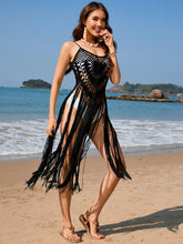 Load image into Gallery viewer, Fringe Openwork Spaghetti Strap Cover-Up