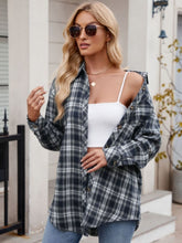 Load image into Gallery viewer, Mandy Pocketed Plaid Collared Neck Long Sleeve Shirt