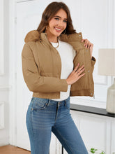 Load image into Gallery viewer, Pocketed Long Sleeve Cropped Hooded Winter Coat