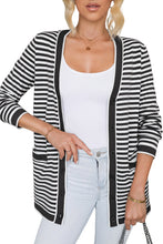 Load image into Gallery viewer, Striped Open Front Long Sleeve Cardigan