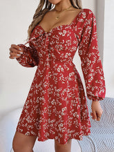 Load image into Gallery viewer, Printed Sweetheart Neck Balloon Sleeve Mini Dress