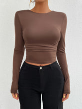 Load image into Gallery viewer, Devine Backless Round Neck Long Sleeve T-Shirt