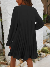 Load image into Gallery viewer, Tie Neck Flounce Sleeve Mini Dress