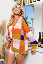 Load image into Gallery viewer, BiBi Checkered Color Block Sweater Cardigan