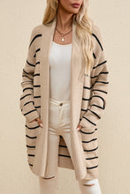 Load image into Gallery viewer, Striped Open Front Long Sleeve Cardigan