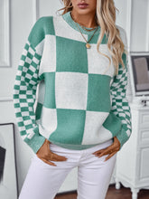 Load image into Gallery viewer, Color Block Round Neck Long Sleeve Sweater