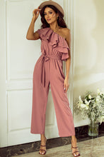 Load image into Gallery viewer, Ruffled Tied One-Shoulder Jumpsuit