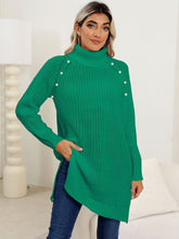 Load image into Gallery viewer, Slit Turtleneck Long Sleeve Sweater