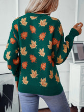 Load image into Gallery viewer, Maple Leaf Round Neck Long Sleeve Sweater