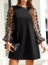 Load image into Gallery viewer, Round Neck Butterfly Mesh Long Sleeve Mini Dress