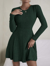 Load image into Gallery viewer, Textured Round Neck Long Sleeve Dress