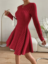 Load image into Gallery viewer, Ribbed Round Neck Long Sleeve Dress