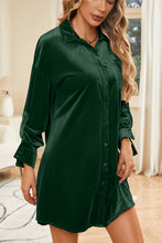 Load image into Gallery viewer, Velvet Collared Neck Long Sleeve Mini Dress