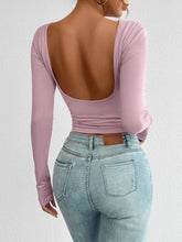 Load image into Gallery viewer, Devine Backless Round Neck Long Sleeve T-Shirt