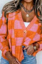 Load image into Gallery viewer, Checkered Button Up Long Sleeve Cardigan