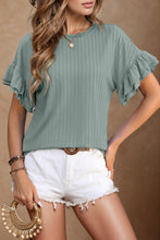 Load image into Gallery viewer, Round Neck Flounce Sleeve Blouse