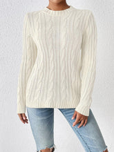 Load image into Gallery viewer, Cable-Knit Round Neck Sweater