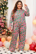 Load image into Gallery viewer, Plus Size Printed Round Neck Long Sleeve Top and Pants Set