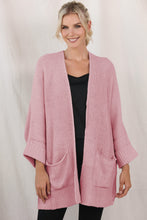 Load image into Gallery viewer, Waffle-Knit Long Sleeve Cardigan with Pocket