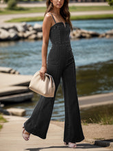 Load image into Gallery viewer, Spaghetti Strap Wide Leg Denim Overalls