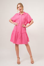 Load image into Gallery viewer, And The Why Full Size Raw Edge Washed Tiered Shirt Dress