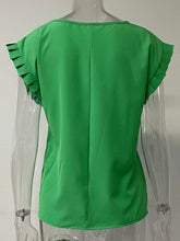 Load image into Gallery viewer, Ruffled Round Neck Cap Sleeve Blouse