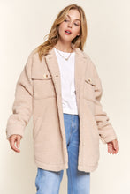 Load image into Gallery viewer, And The Why Teddy Sherpa Button Down Curved Hem Shacket