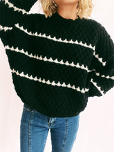 Load image into Gallery viewer, Contrast Stripes Round Neck Long Sleeve Sweater