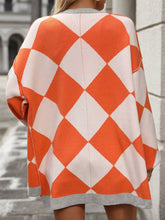 Load image into Gallery viewer, Checkered Dropped Shoulder Long Sleeve Cardigan