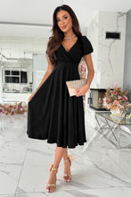 Load image into Gallery viewer, Surplice Puff Sleeve Midi Dress