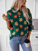 Load image into Gallery viewer, Maple Leaf Round Neck Long Sleeve Sweater