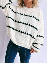 Load image into Gallery viewer, Contrast Stripes Round Neck Long Sleeve Sweater