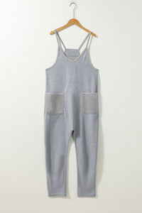 Pocketed V-Neck Spaghetti Strap Jumpsuit