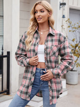 Load image into Gallery viewer, Mandy Pocketed Plaid Collared Neck Long Sleeve Shirt